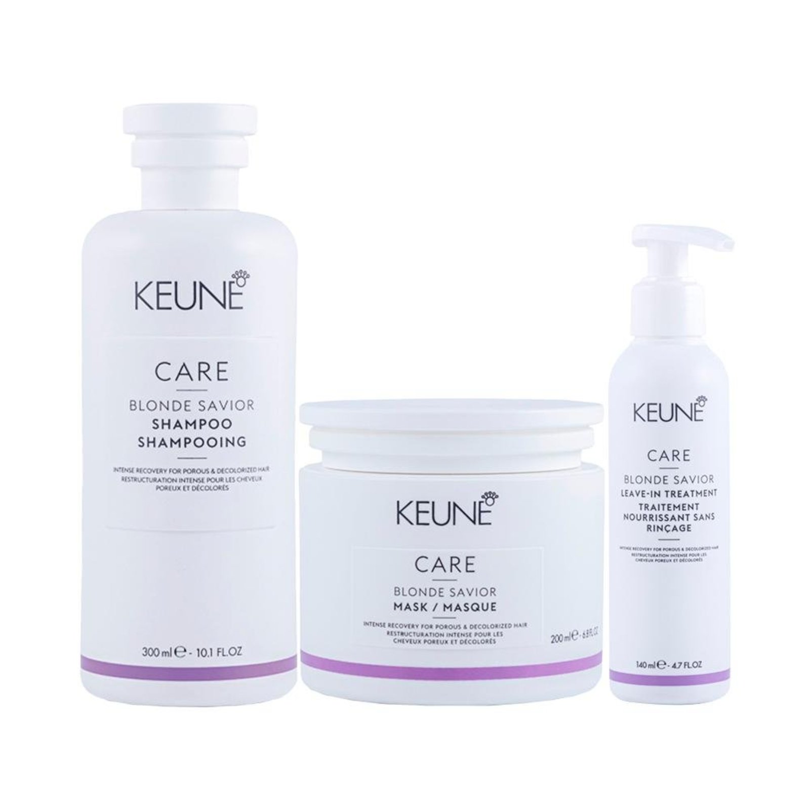 Kit Keune Blonde Savior: Shampoo 300ml + Máscara + Leave-In