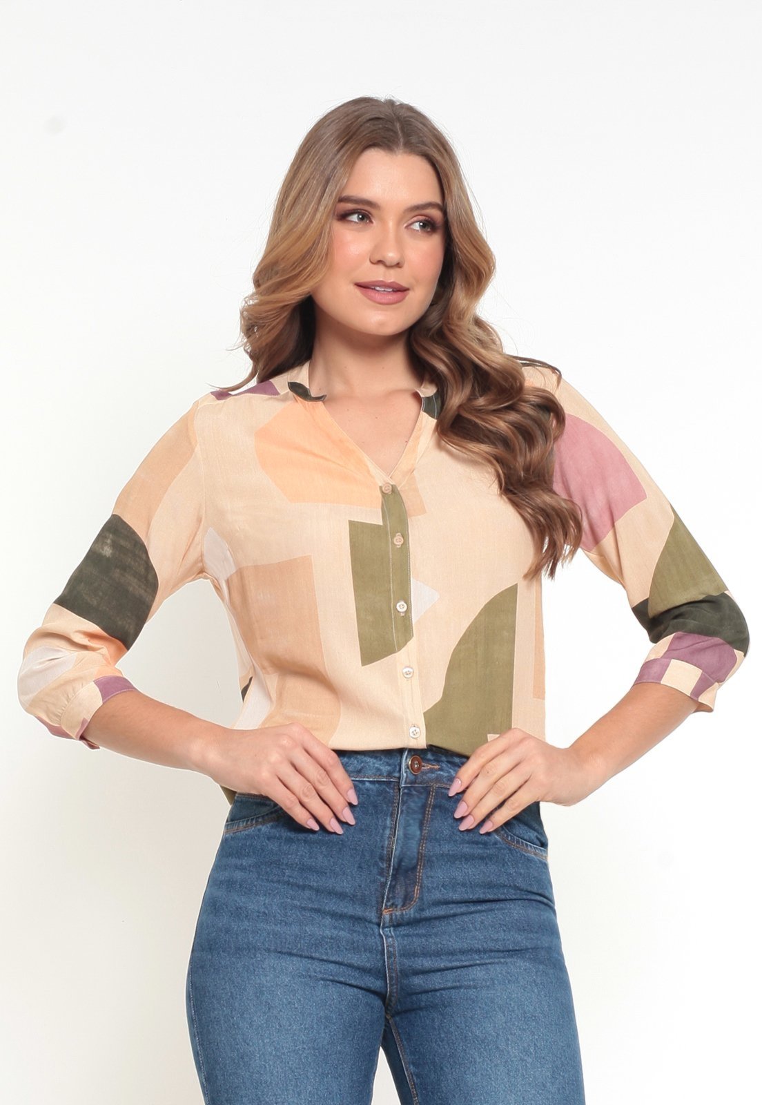 Camisa Intens Manga 3/4 Viscose Verde