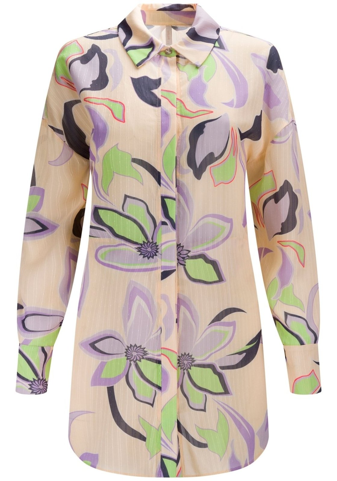 Camisa Alongada Manga Longa Estampada