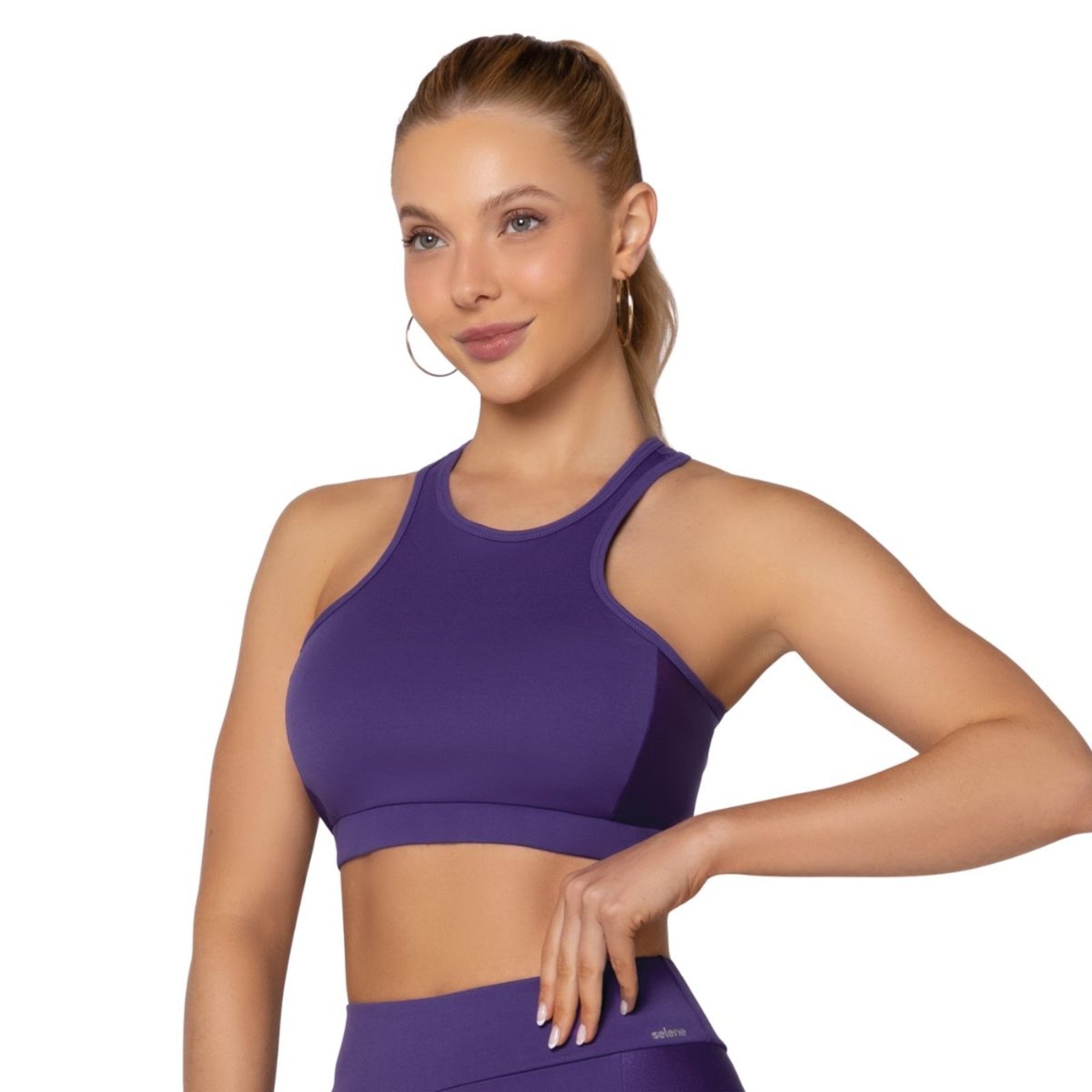 Top Fitness Nadador Bojo Removível e Recorte Selene