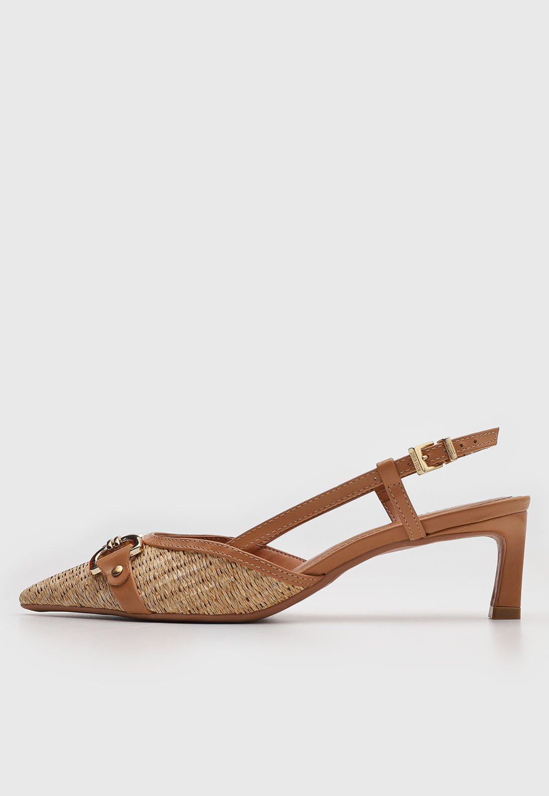 Scarpin Feminino Santa Lolla Slingback Tramado Caramelo