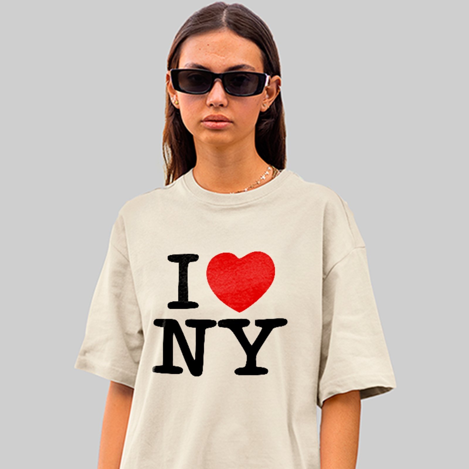 Camiseta Oversized I Love NY New York City Street Premium Unissex Off White