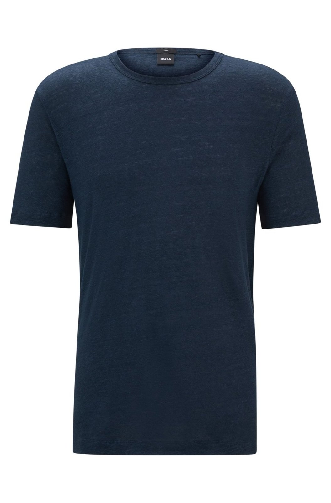 Camiseta De Corte Regular Em Linho Azul-Marinho - P - S