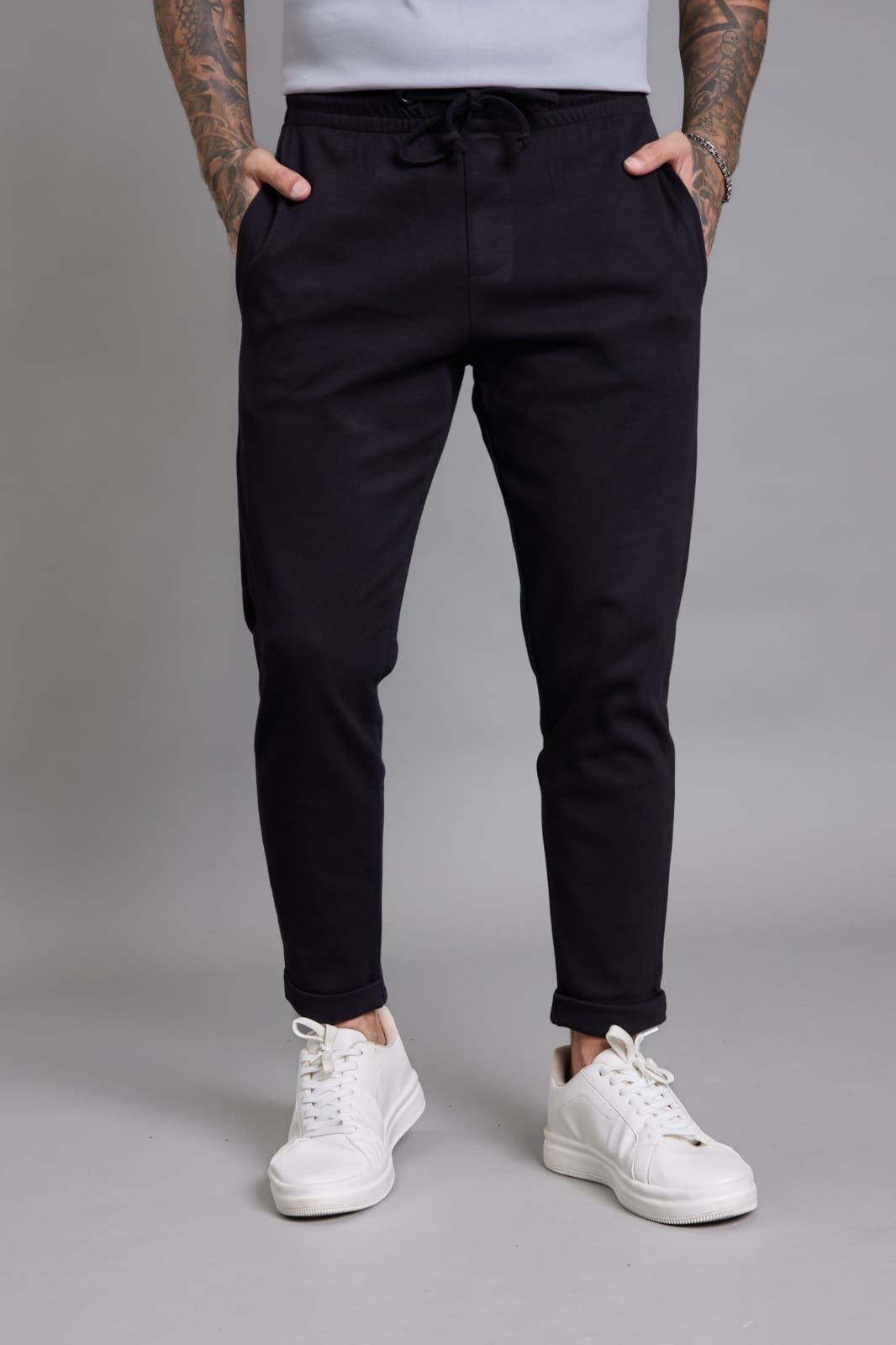 Calça Moletom Masculina Maleável Com Barra Dobrada Dialogo Preto