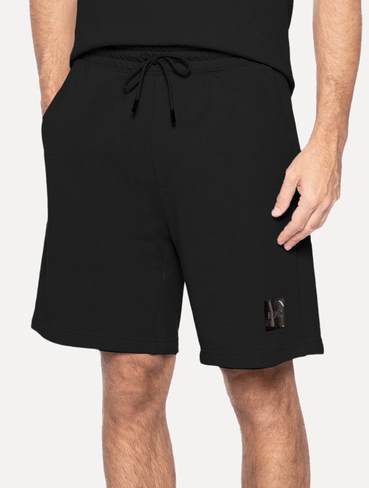 Bermuda Hugo Boss Masculina Regular Moletom Stretch Darix Preta