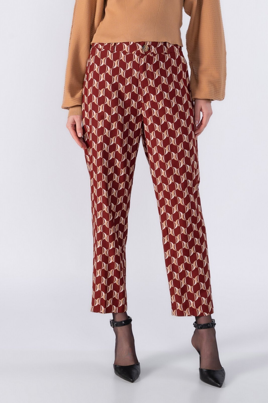 Calca Lamis cintura alta estampada Vermelho