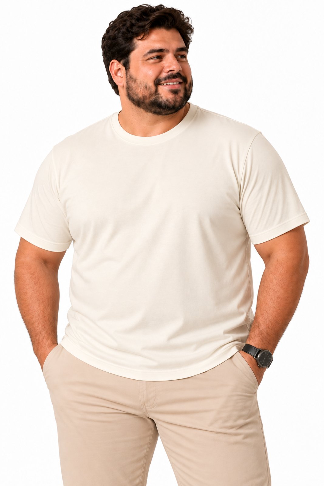 Camiseta Masculina Plus Size D Bell Outlet Fashion Basic Off-White