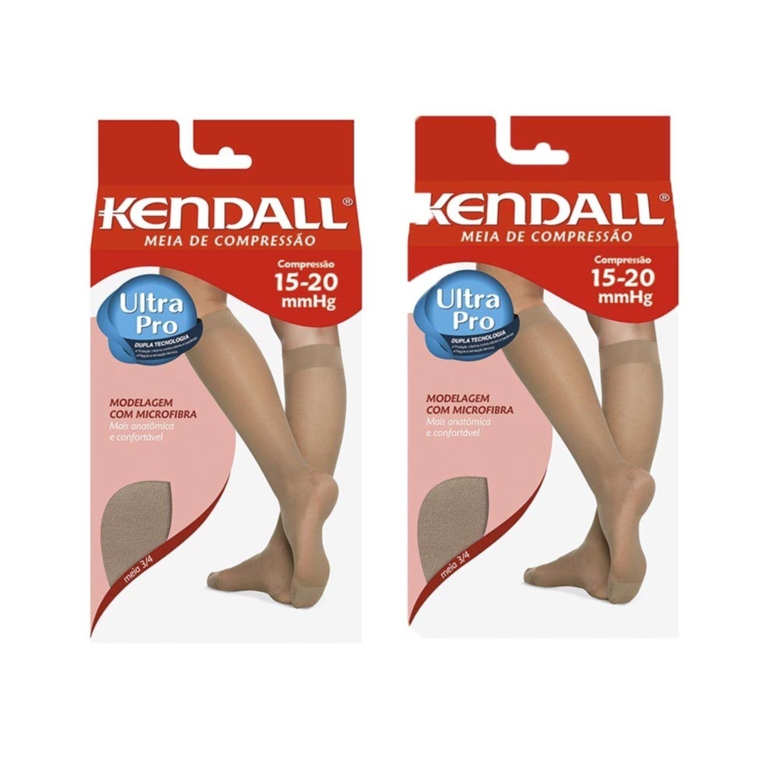 Kit com 2 Meias Kendall 3/4 sem ponteira média compressão – 1671 Pretas