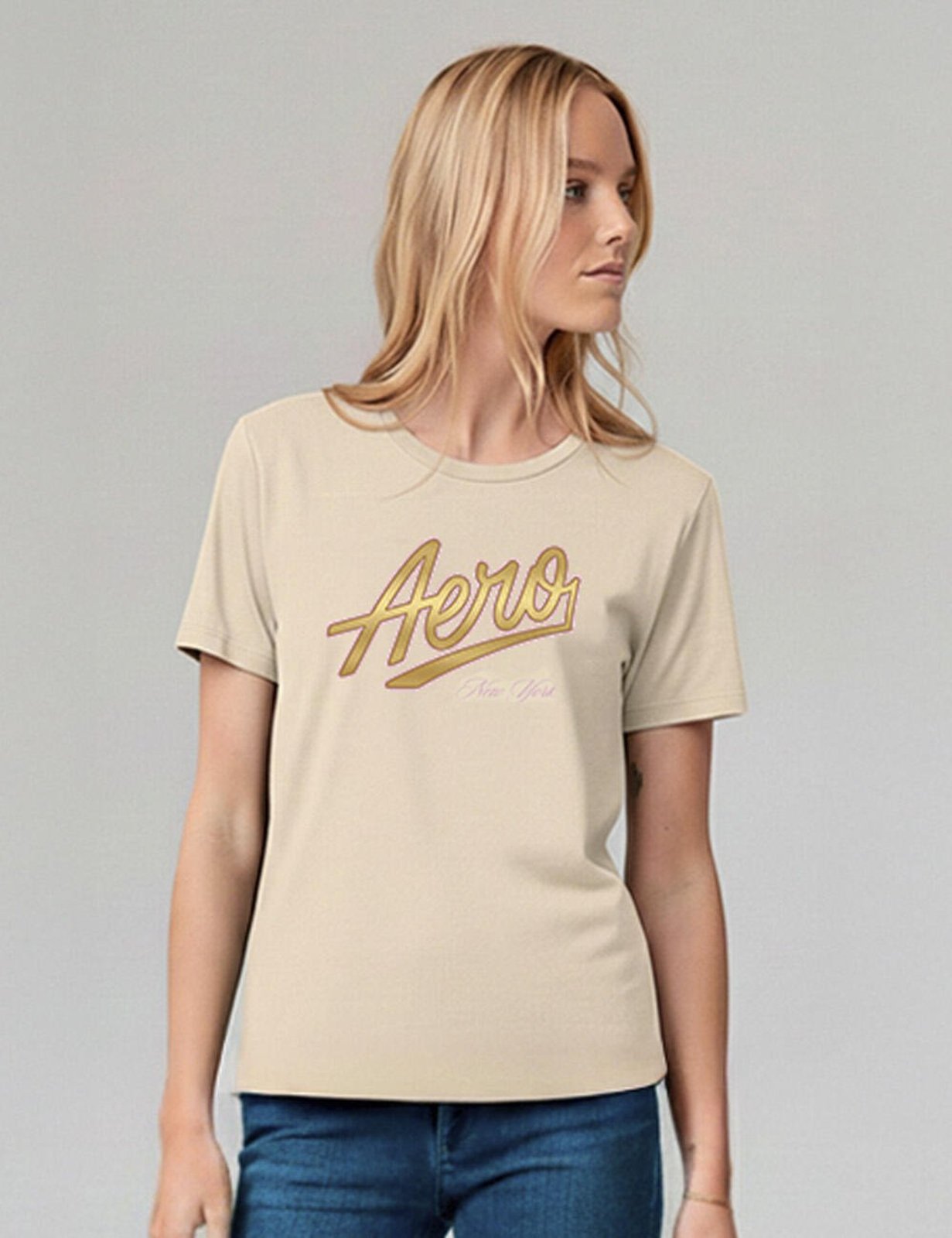 Camiseta Manga Curta Feminina Silkada Aéropostale 98130153 Off-White