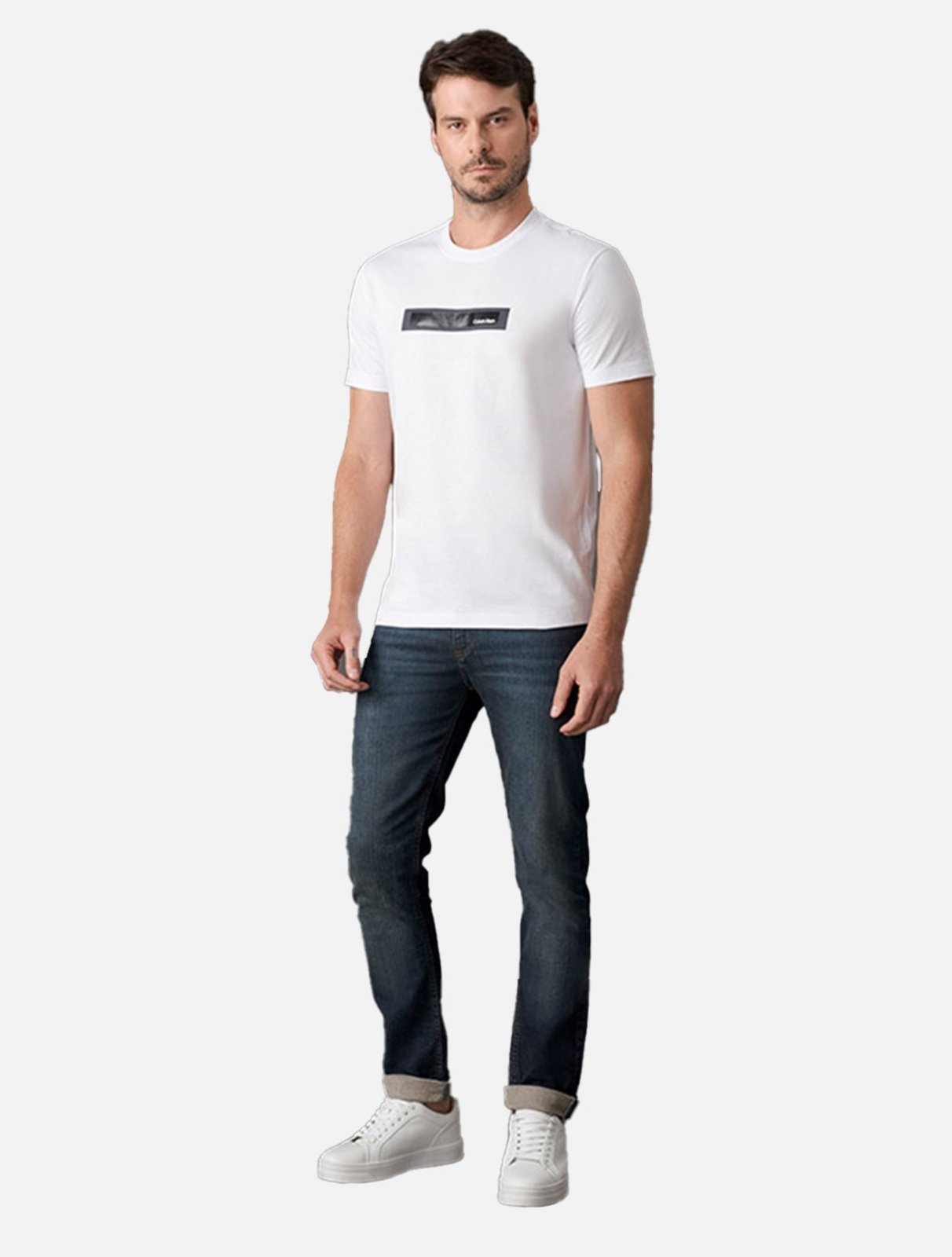 Camiseta Calvin Klein Masculina Regular Stripe Gel Branca