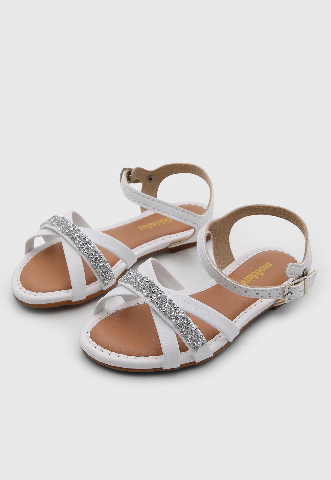 Infantil - Sandália Molekinha Tiras Strass Branca