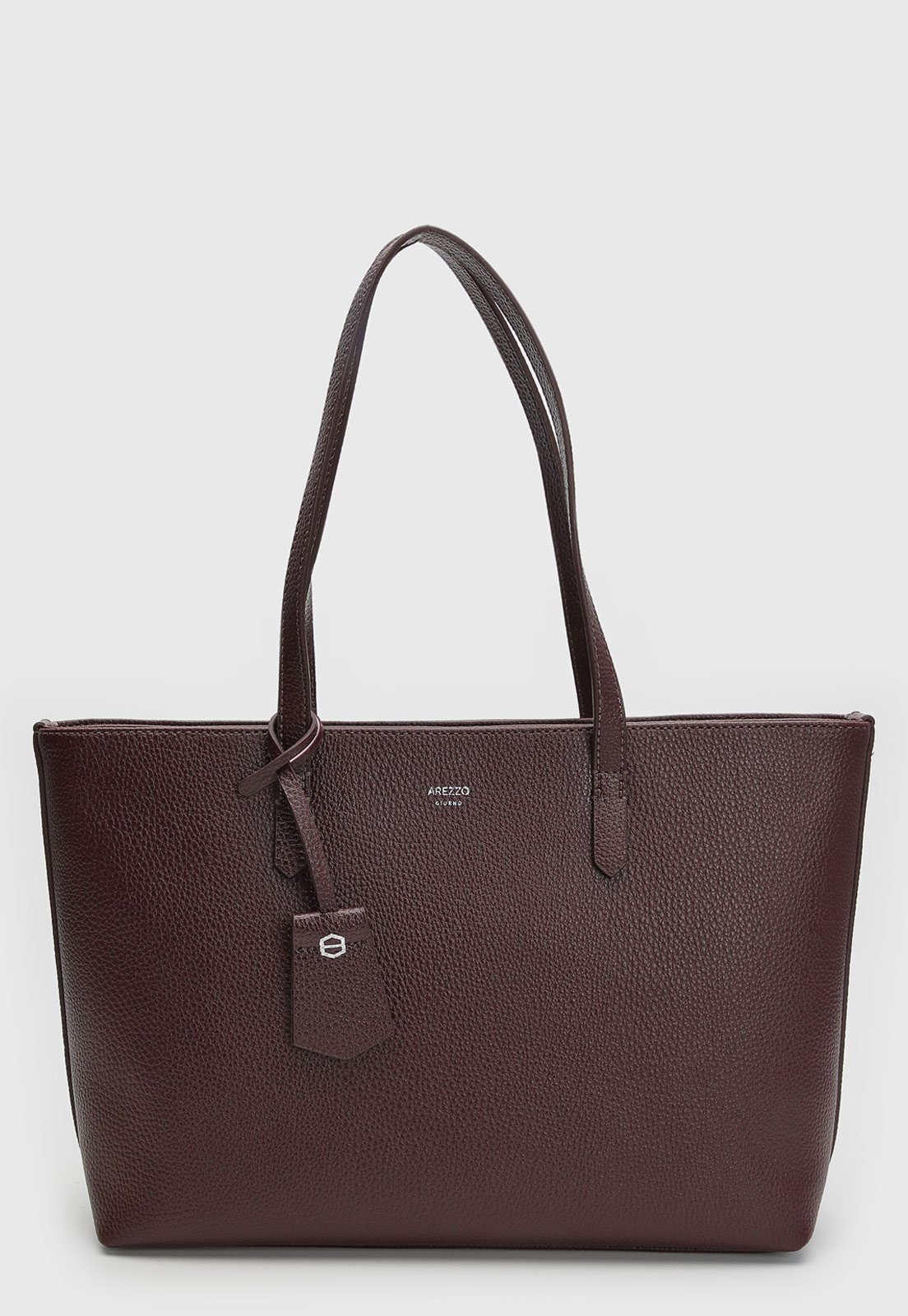 Bolsa Grande Feminina Arezzo Textura Granulada Dark Bordô