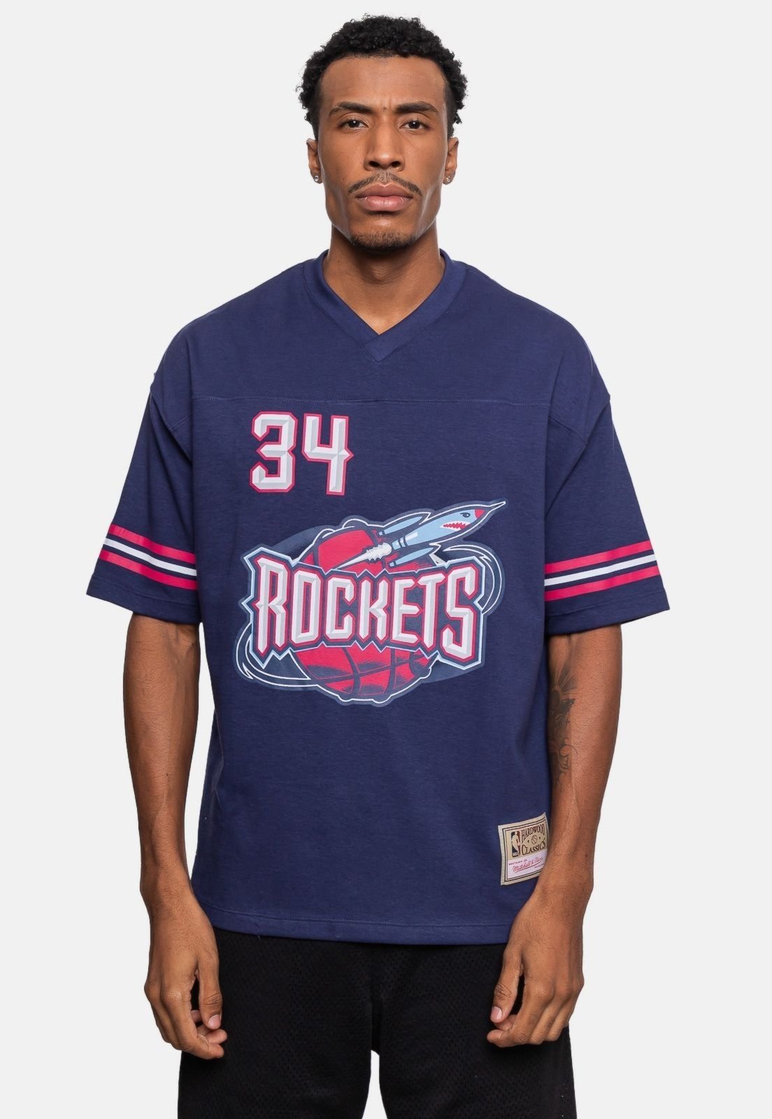 Camiseta Mitchell & Ness Oversize Houston Rockets Azul Marinho