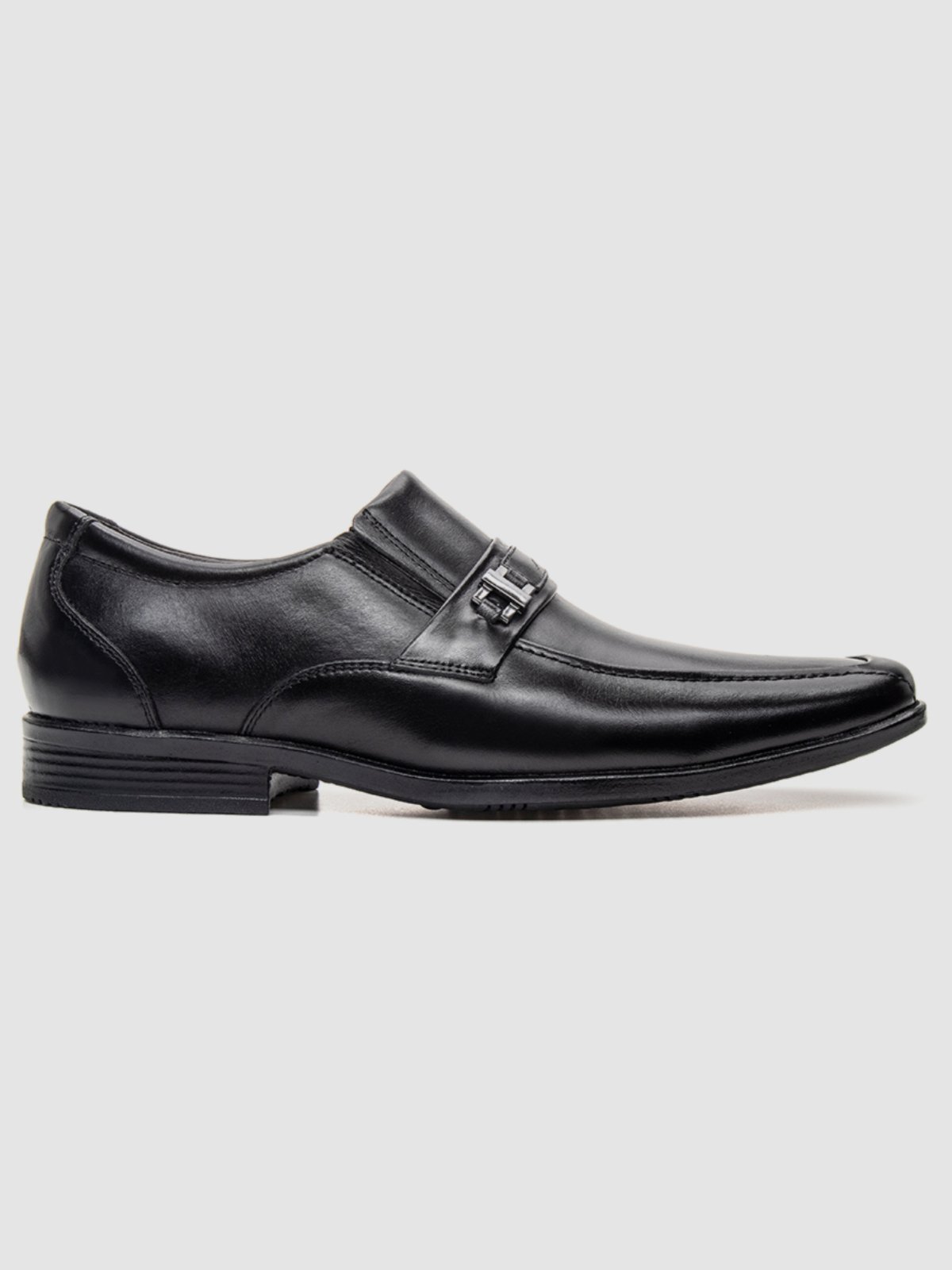 Sapato Masculino de Couro Preto Liso Fivela Clássico Formal Sofisticação E Estilo Zapattero