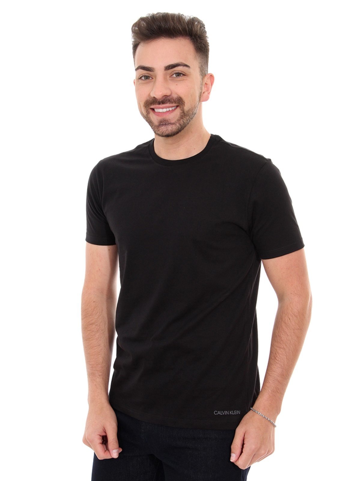 Vista 2 Camisetas Calvin Klein Underwear Masculinas C-Neck Branca e Preta Pack 2UN branco/preto Calvin Klein branco/preto