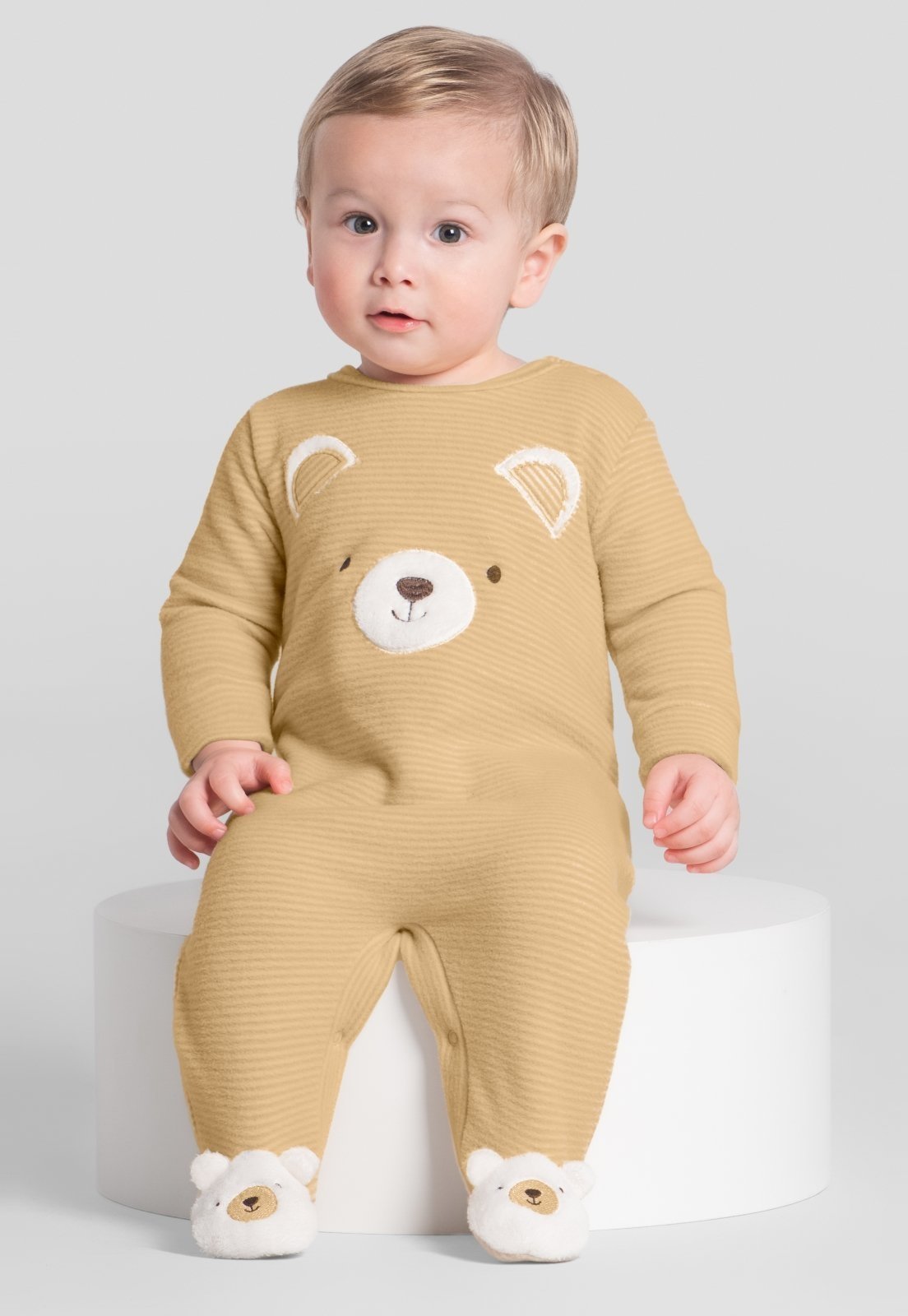 Infantil - Macacão unissex com bordado de ursinho Brandili Baby