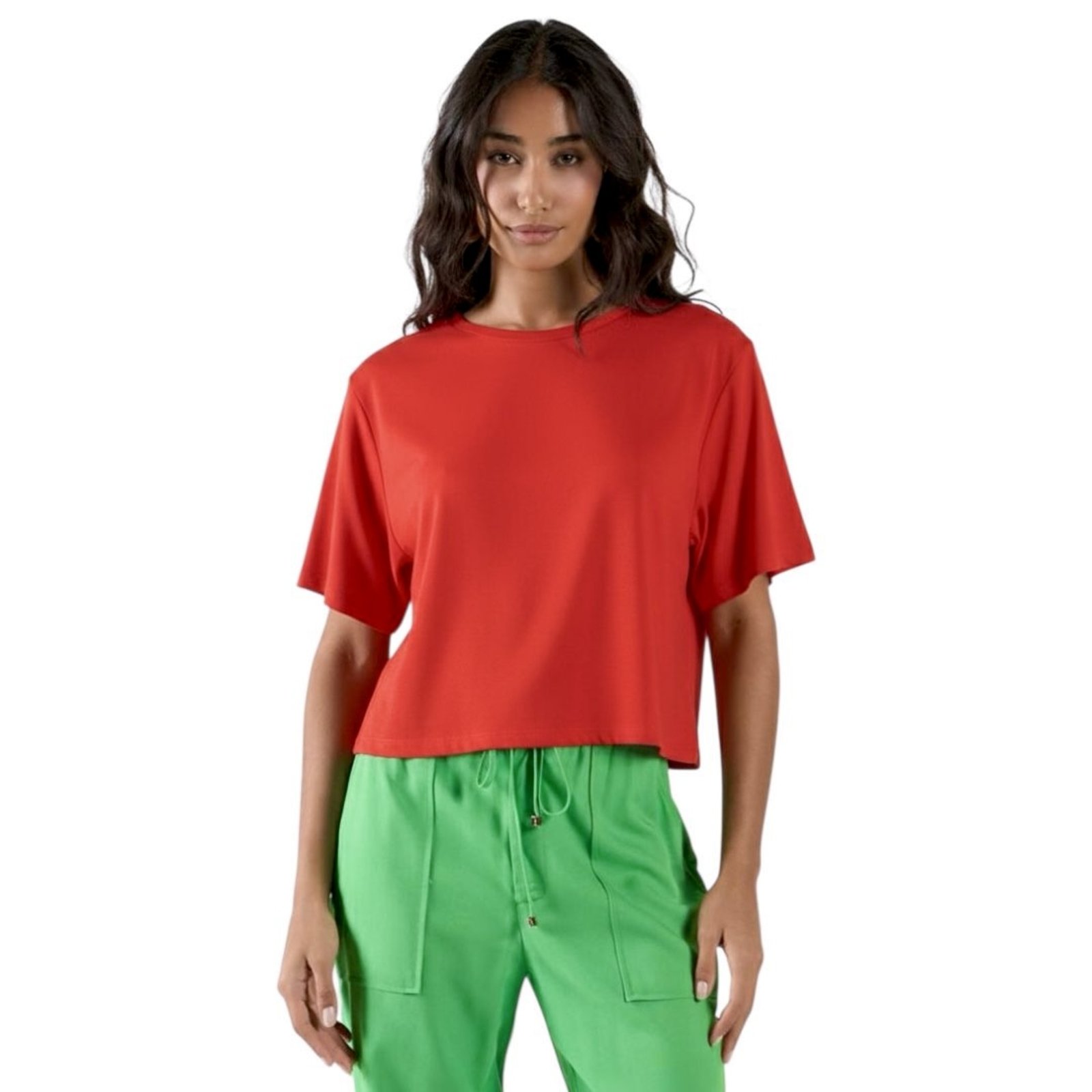 Vista 2 Blusa Boy Básica e Mangas Fluidas Colcci CLC Temper vermelho Colcci CLC vermelho