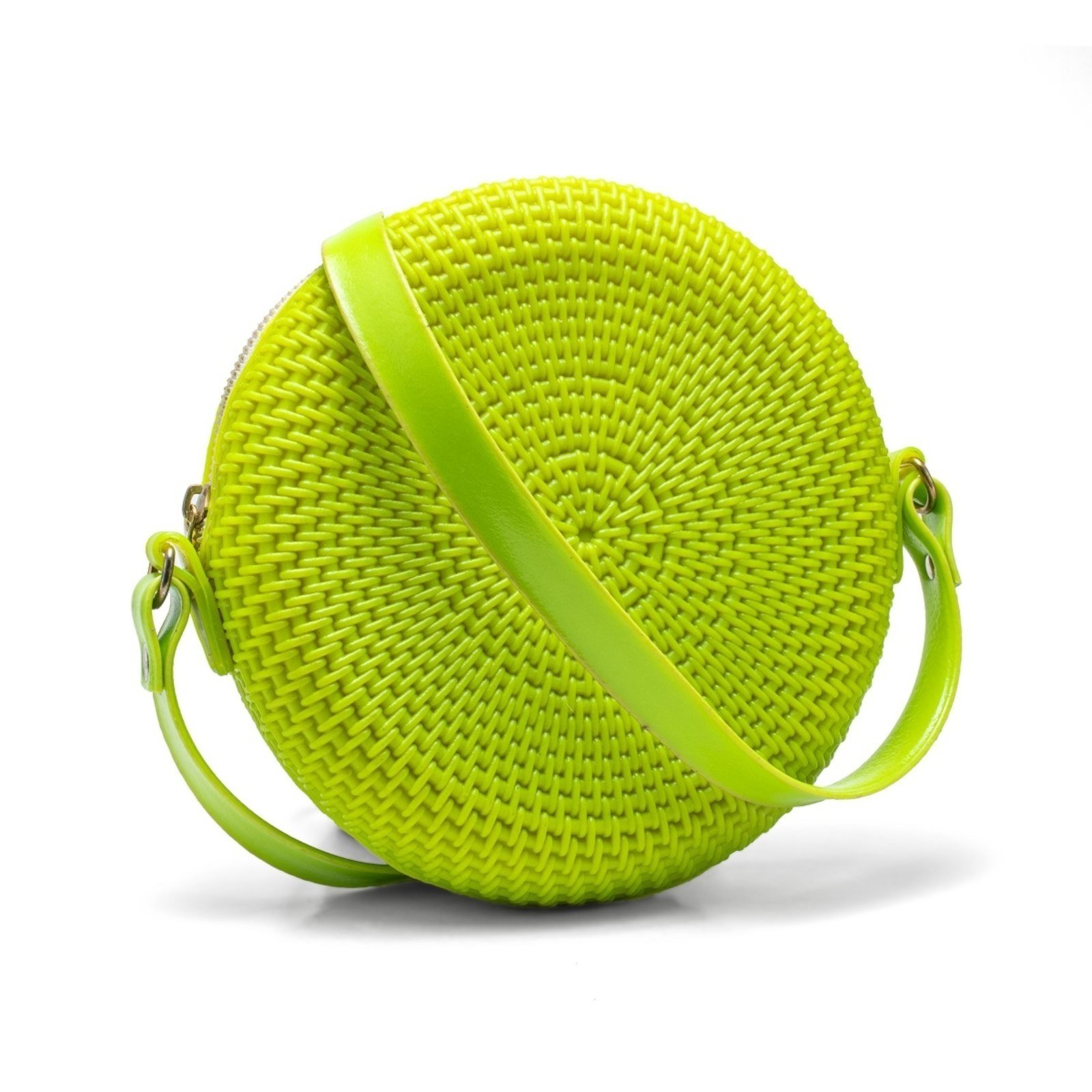 Bolsa Transversal Tiracolo Feminina Redonda Casual Pvc Verde Claro