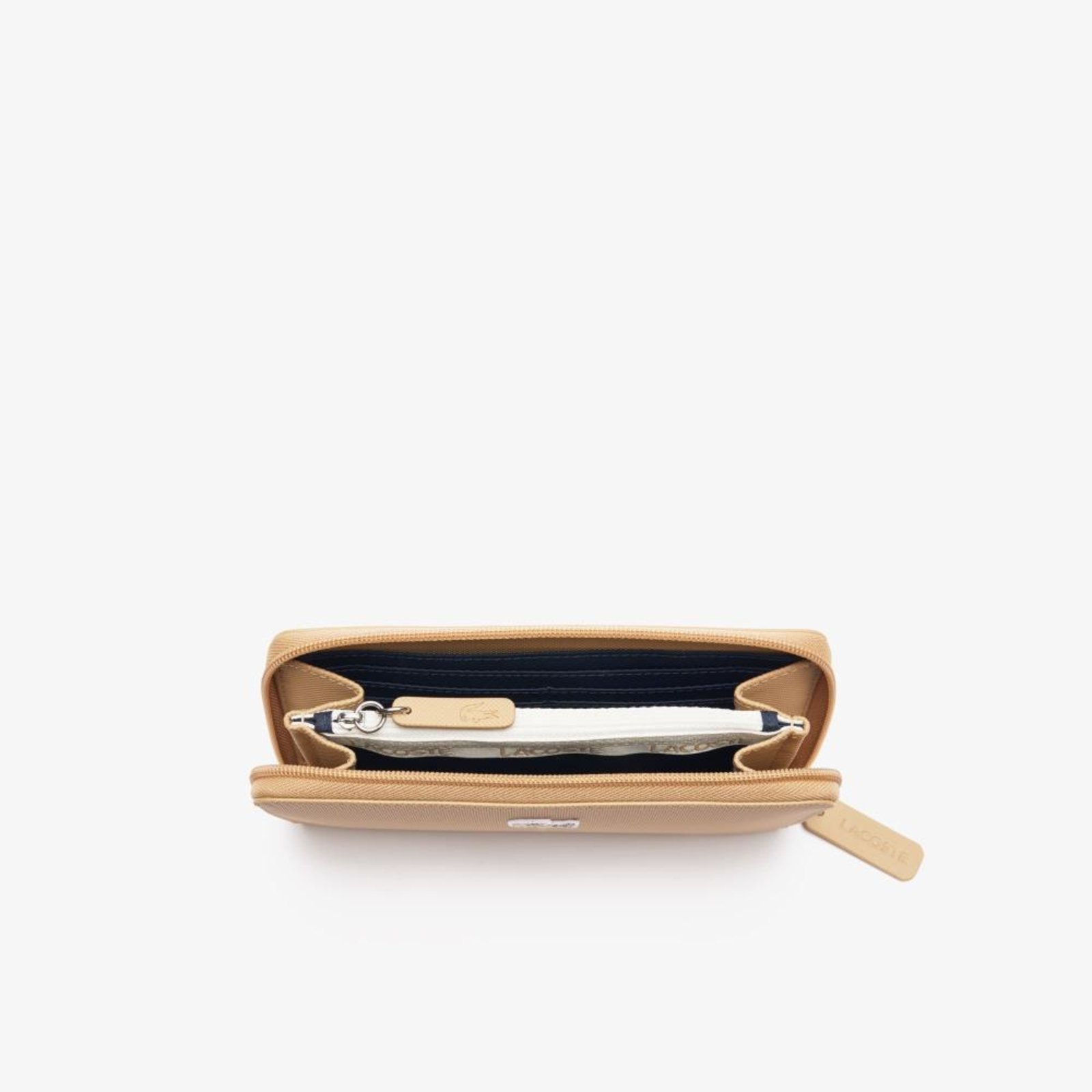 Vista 2 Lacoste Carteira Feminina L1212 Com Zíper Para 12 Cartões Lacoste bege