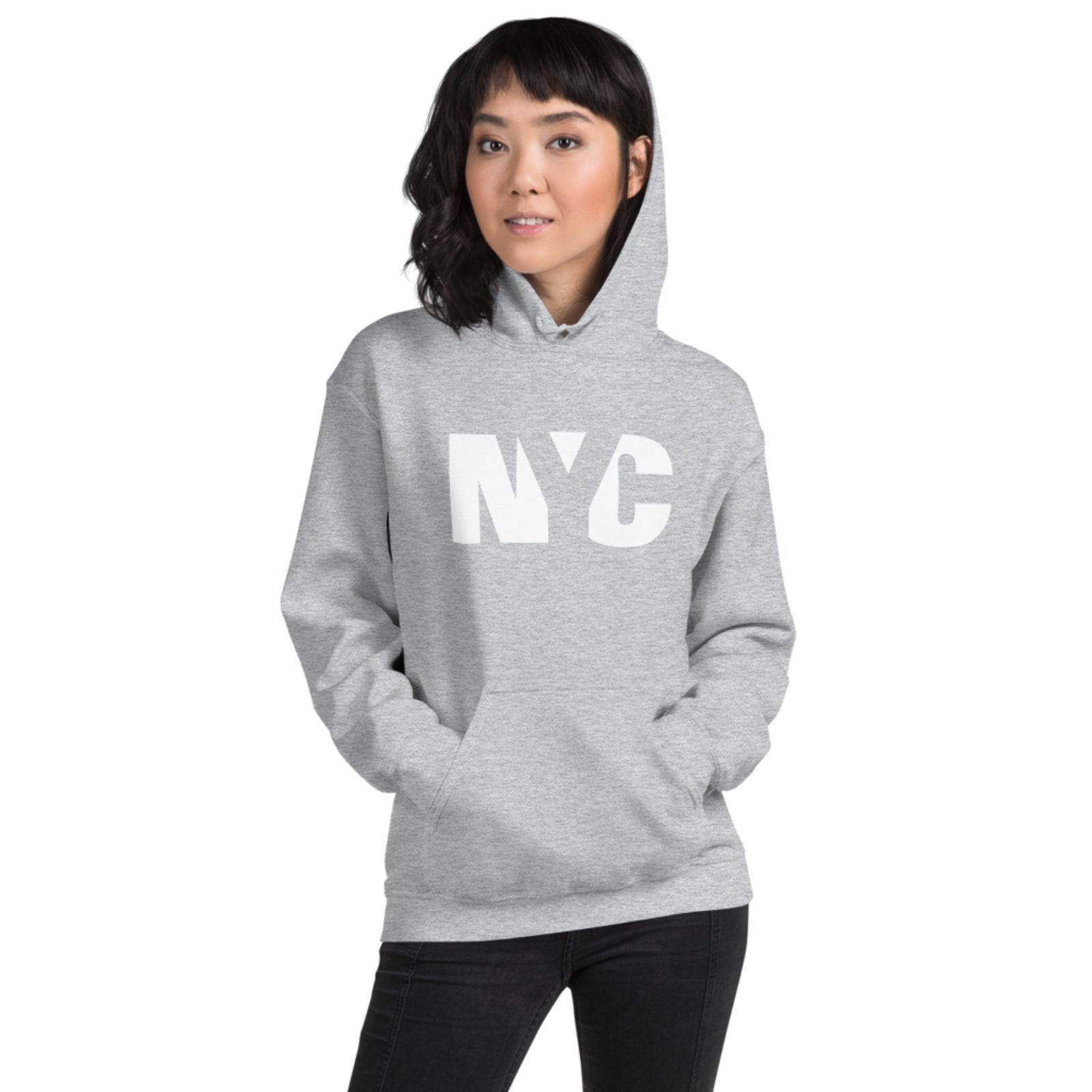 Moletom Flanelado Feminino Blusa Mooboo de Frio Fechado Urbania Moleton Cinza mescla estampa Nyc new york city branco
