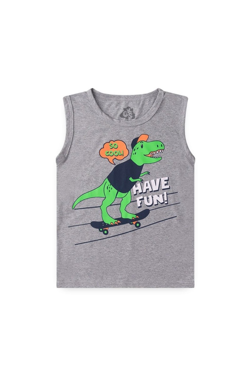 Vista 2 Infantil - Conjunto de Verão para Menino Regata Dino e Camiseta GKS cinza GKS cinza