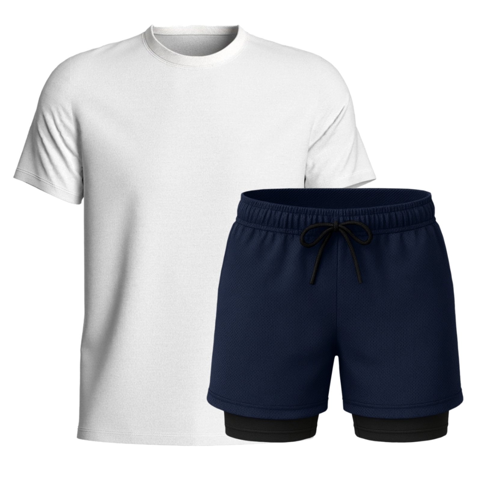 Conjunto Masculino Camiseta Algodão e Short Térmico Dryfit Liso