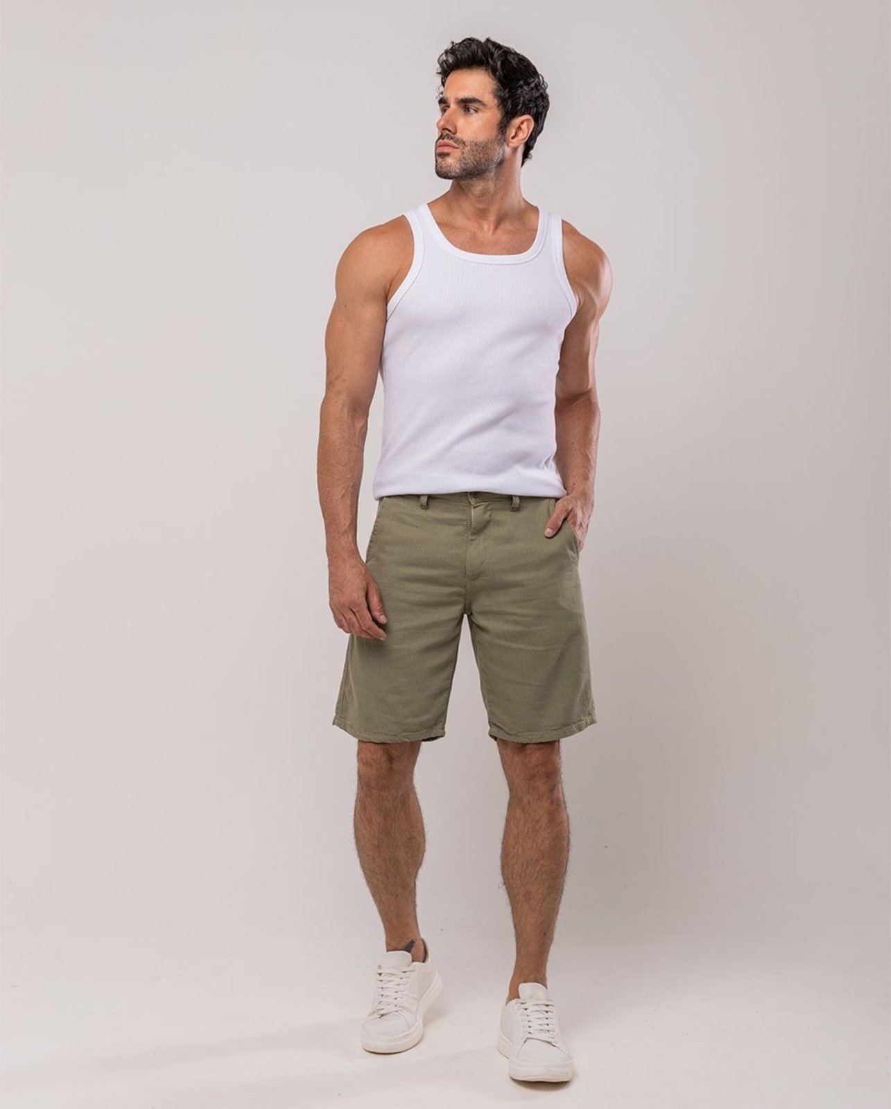 Vista 2 Bermuda Chino Masculina 11101 Consciência azul Consciência azul