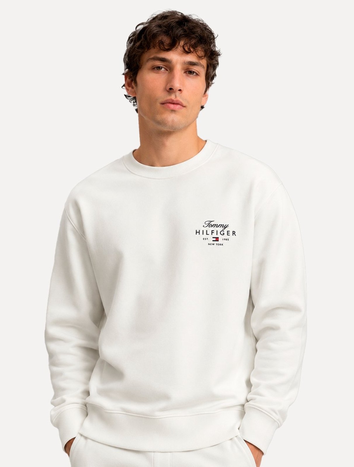 Moletom Tommy Hilfiger Masculino Brand Love Sweatshirt Branco
