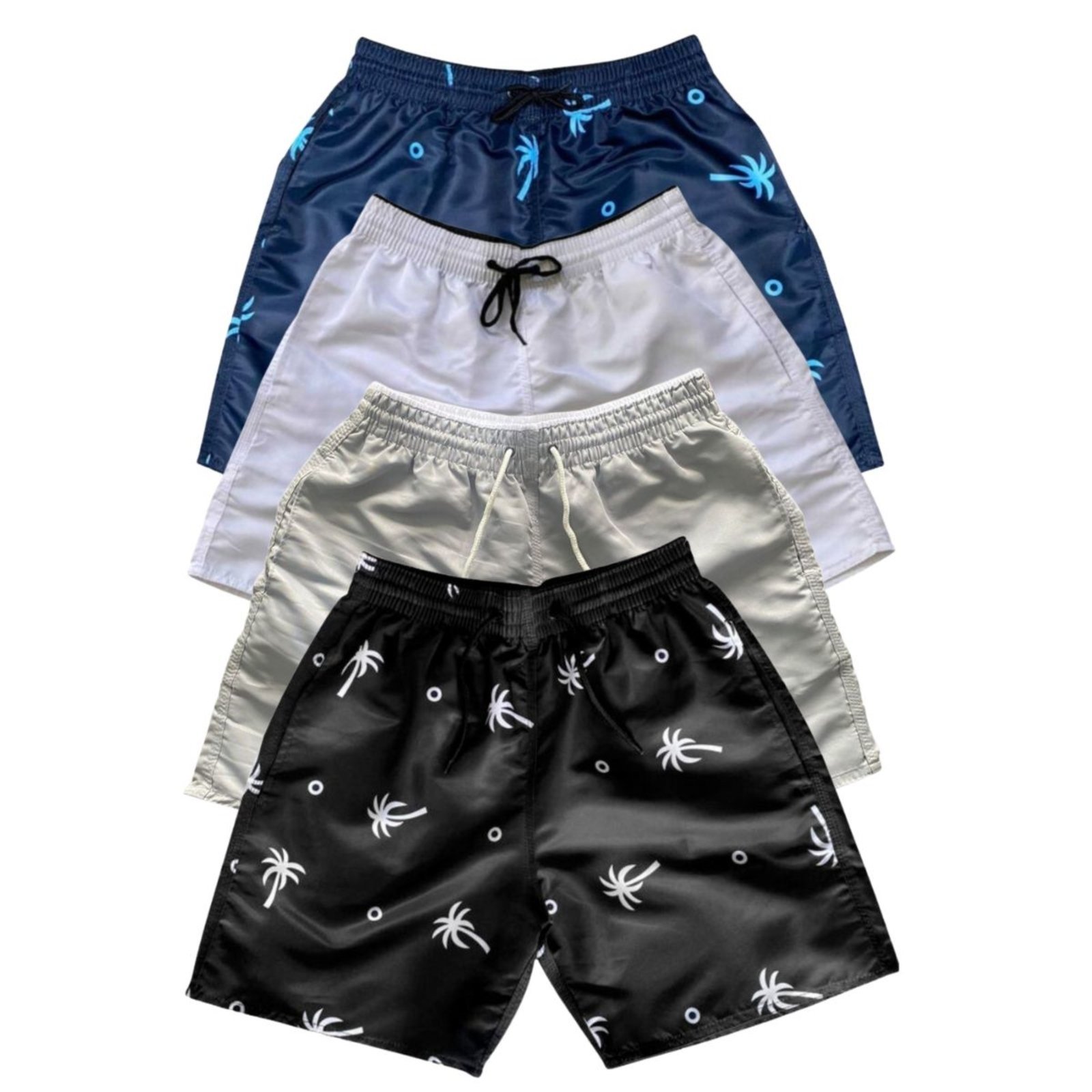 Kit 4 Bermudas Tactel Moda Praia Masculina Com Bolsos14