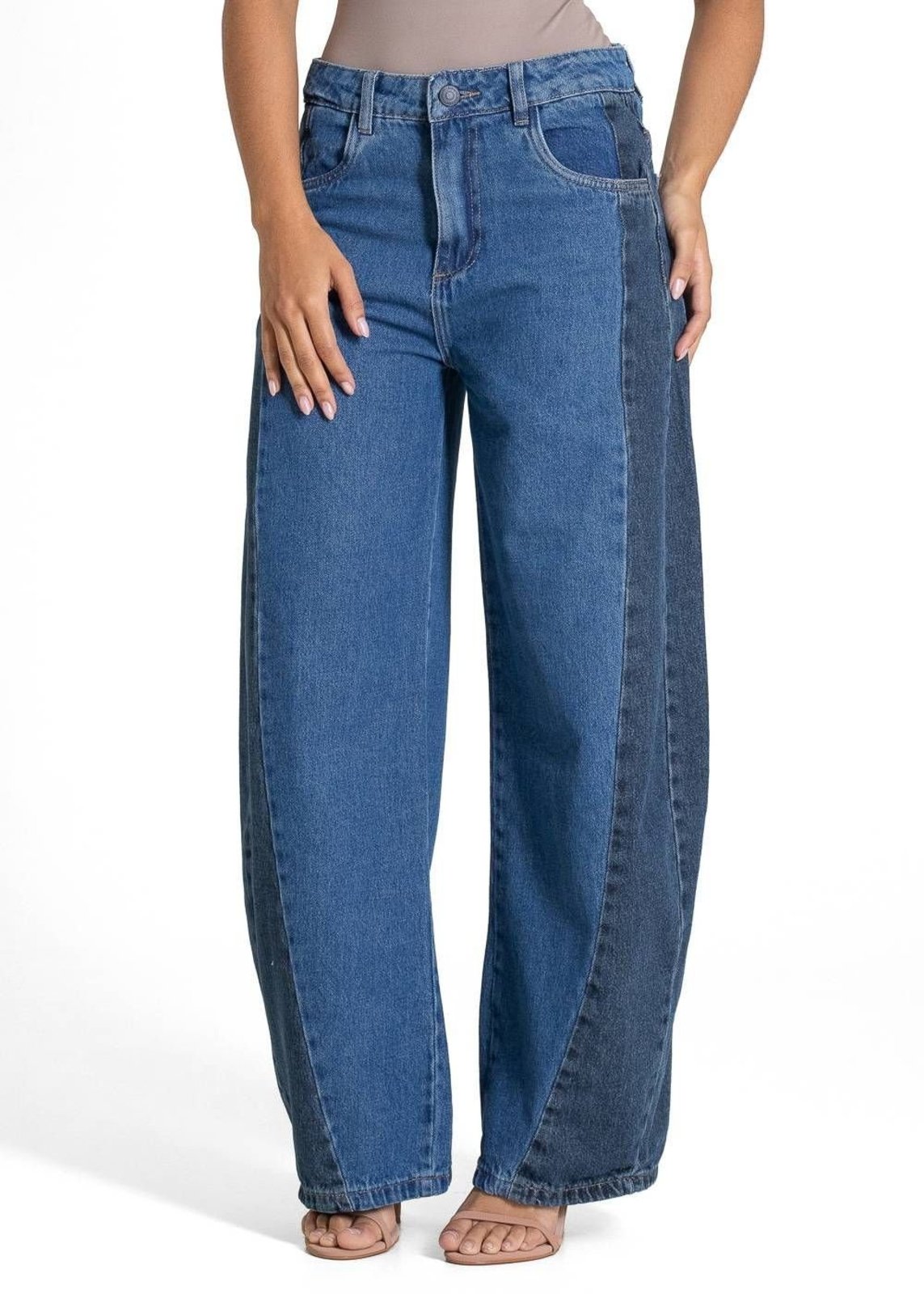 Calça Jeans Sawary Balloon Bicolor - 283652 - Azul - Sawary