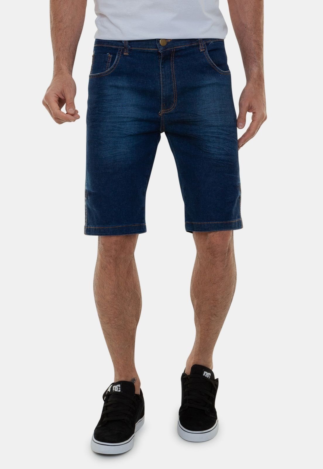 Bermuda Jeans Masculina Tradicional Azul Marinho Versatti Italia