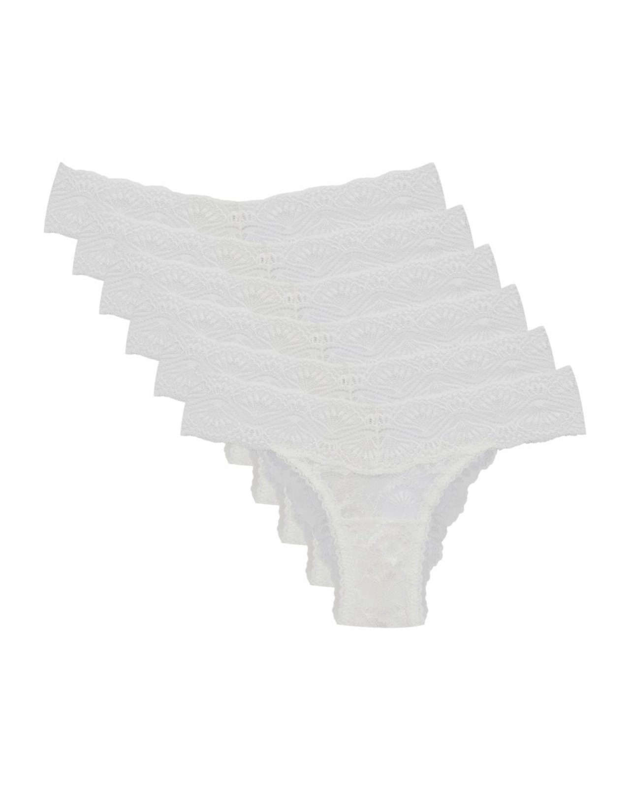 Kit 6 Calcinhas Biquíni Renda Shiny Love Branco