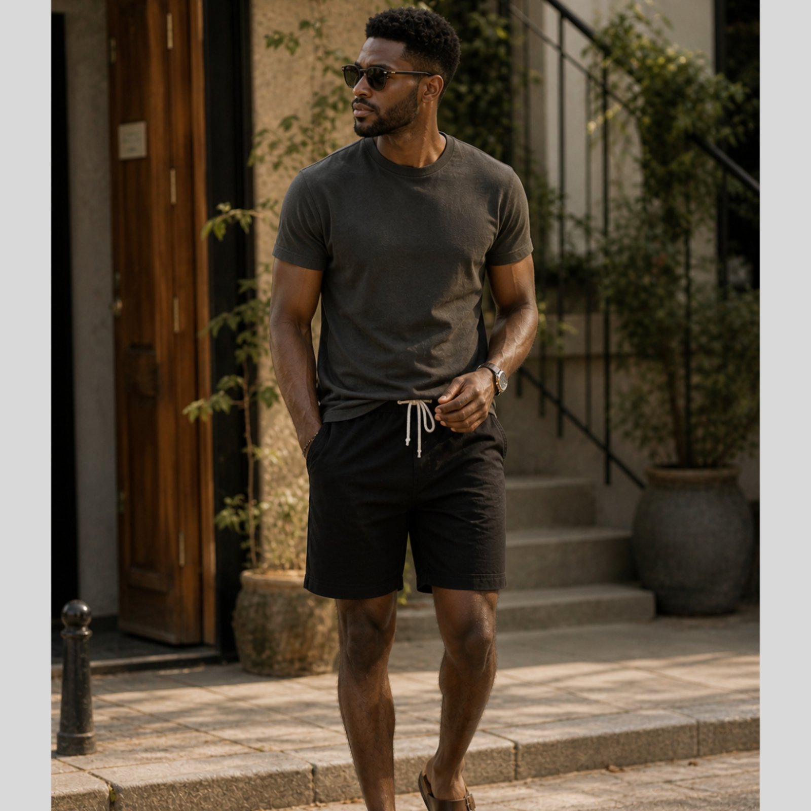 Infantil - Bermuda De Linho Masculina Short Com Cordão Mauricinho Leve Preto