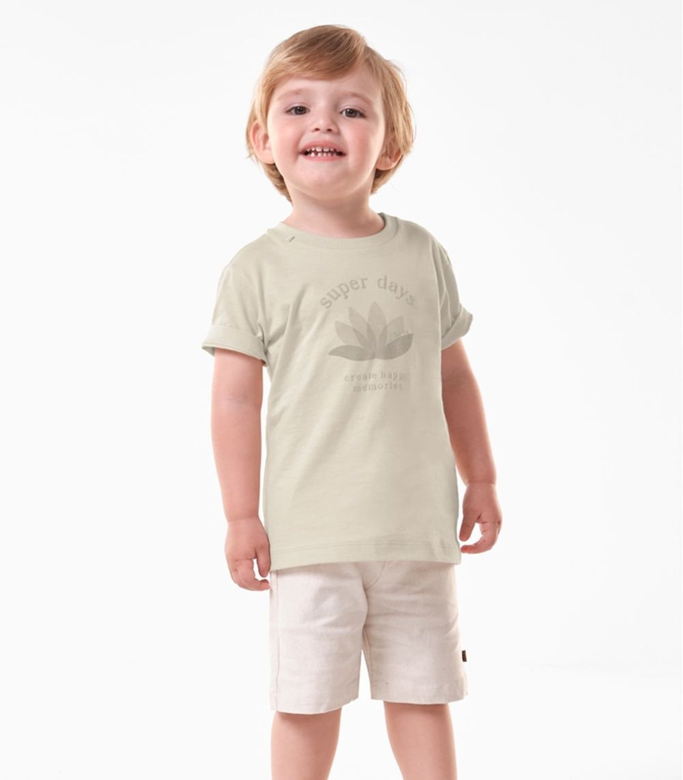 Infantil - Conjunto Camiseta Com Bermuda Trick Nick Bege