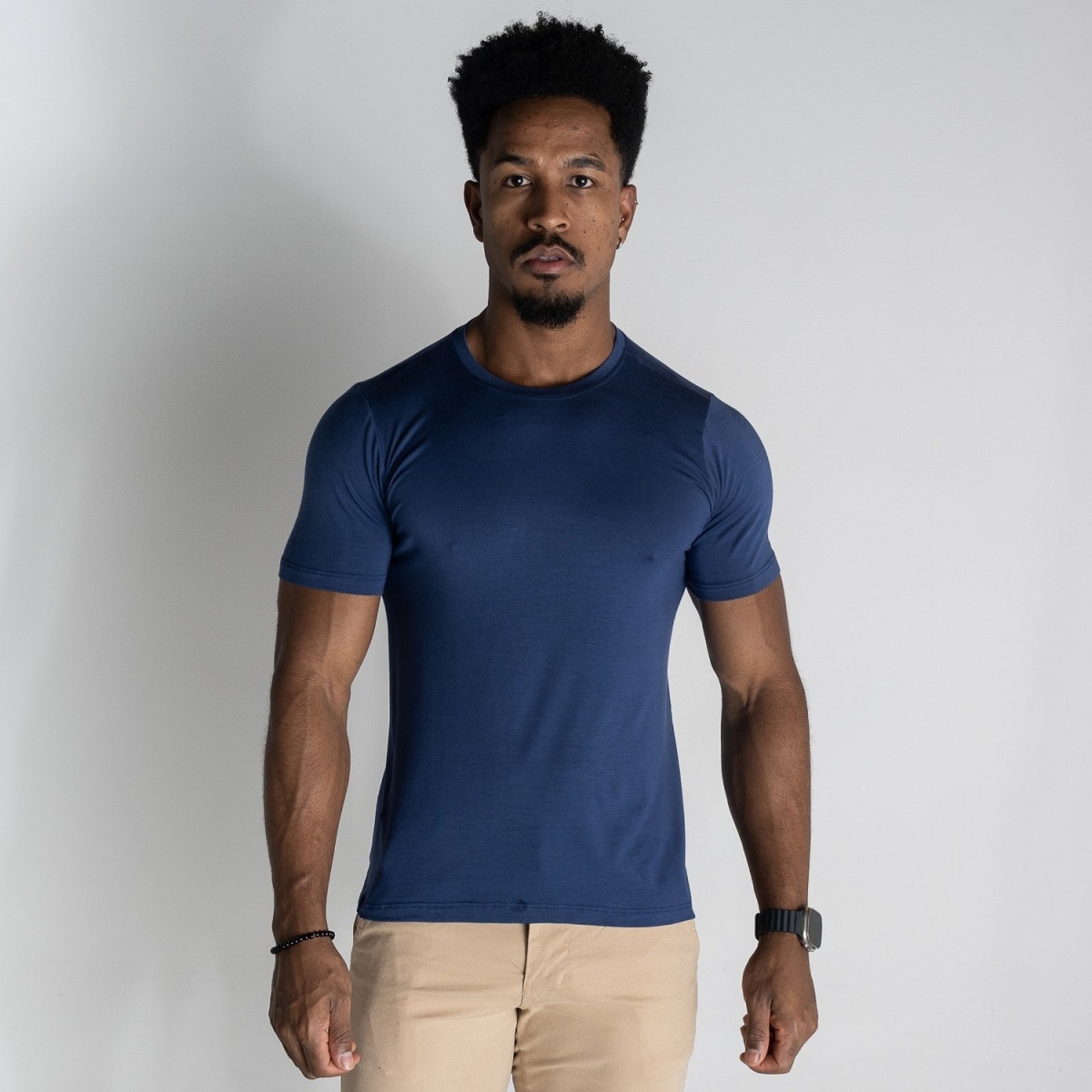 Camiseta Básica Masculina Versatiold Modal Azul Marinho