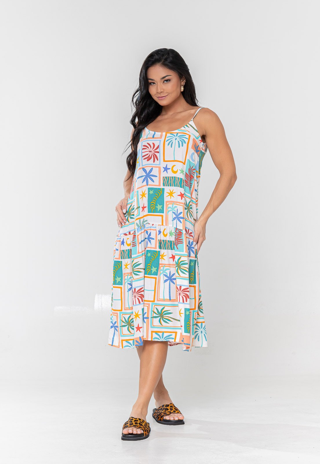 Vestido Aura Tereza Alcinha Coqueiros Bege