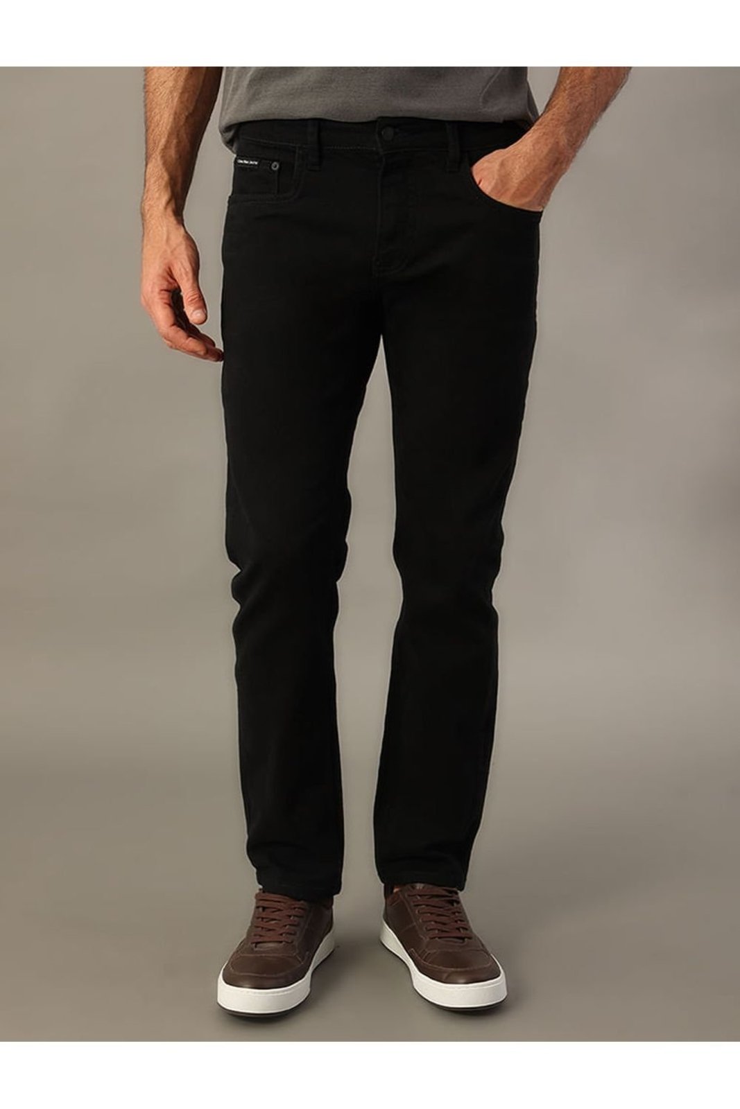 Calça Masculina Color de Sarja Infinite Black Skinny Cintura Baixa Calvin Klein Jeans - Preto Calvin Klein Jeans