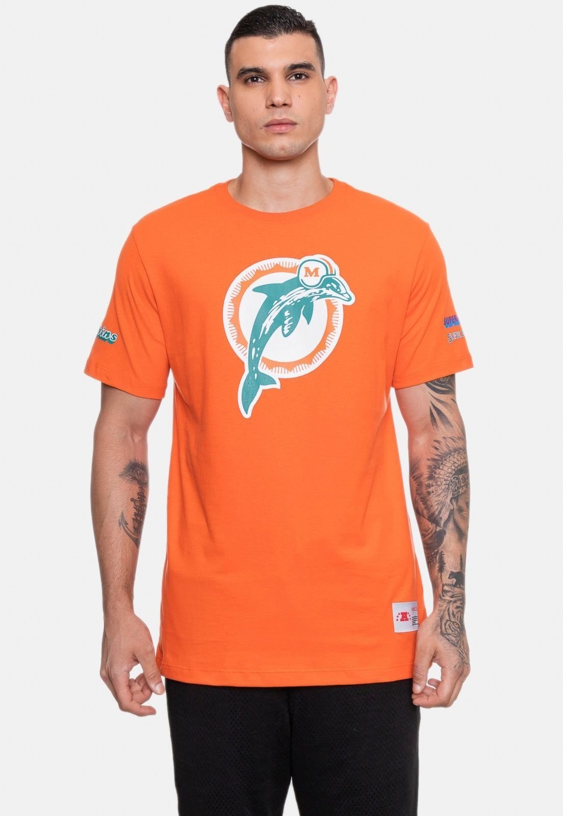 Camiseta Mitchell & Ness Miami Dolphins Team Original Laranja