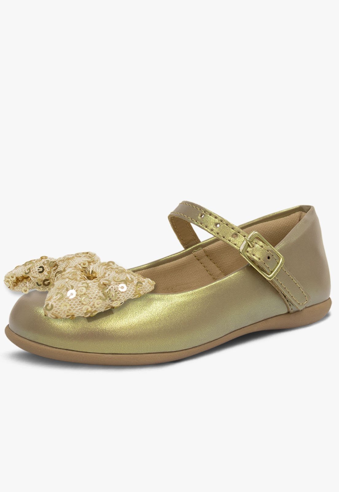 Infantil – Sapatilha Pópidi Menina Laço Tule Princesa Ouro