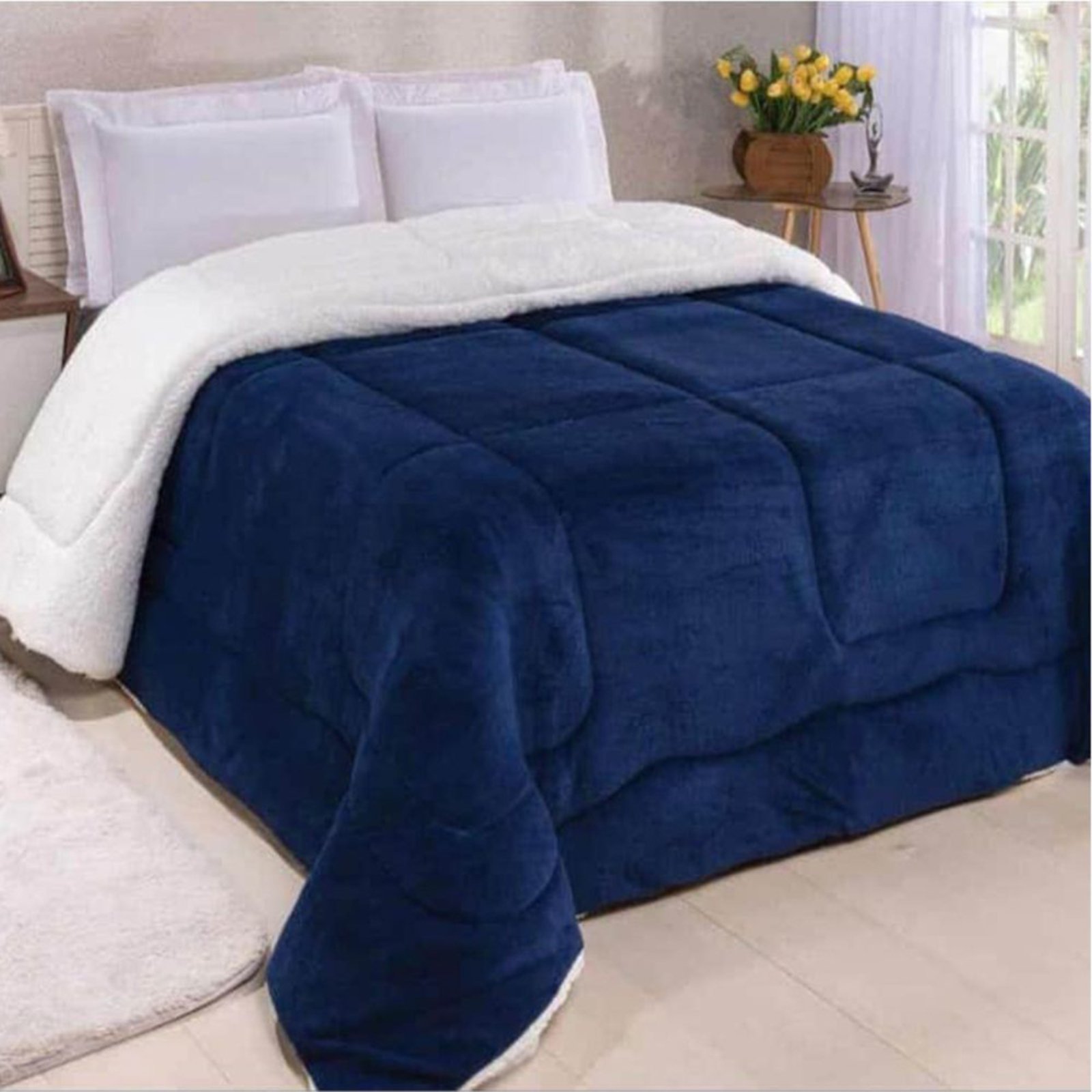 Edredom Coberdrom Fenix King Sherpa e manta - Royal - 100% Poliéster
