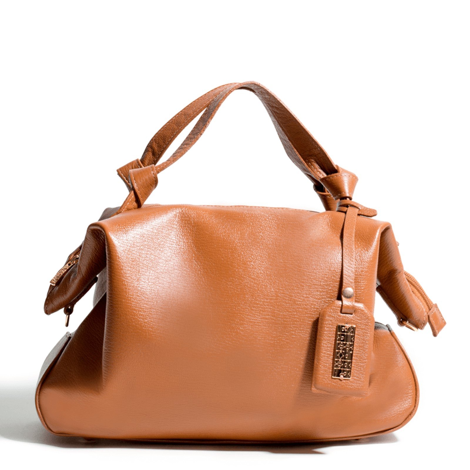 Bolsa Feminina Em Couro Alça De Mão Caramelo “Rafaela Borgues”””