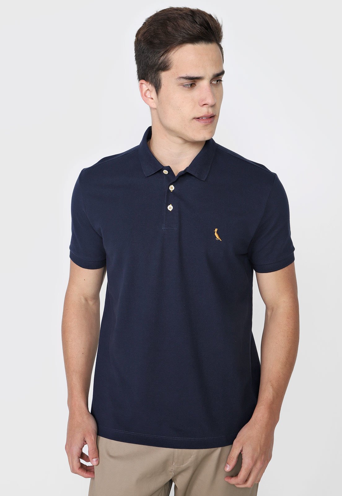 Camisa Polo Reserva Reta Piquet Azul-Marinho