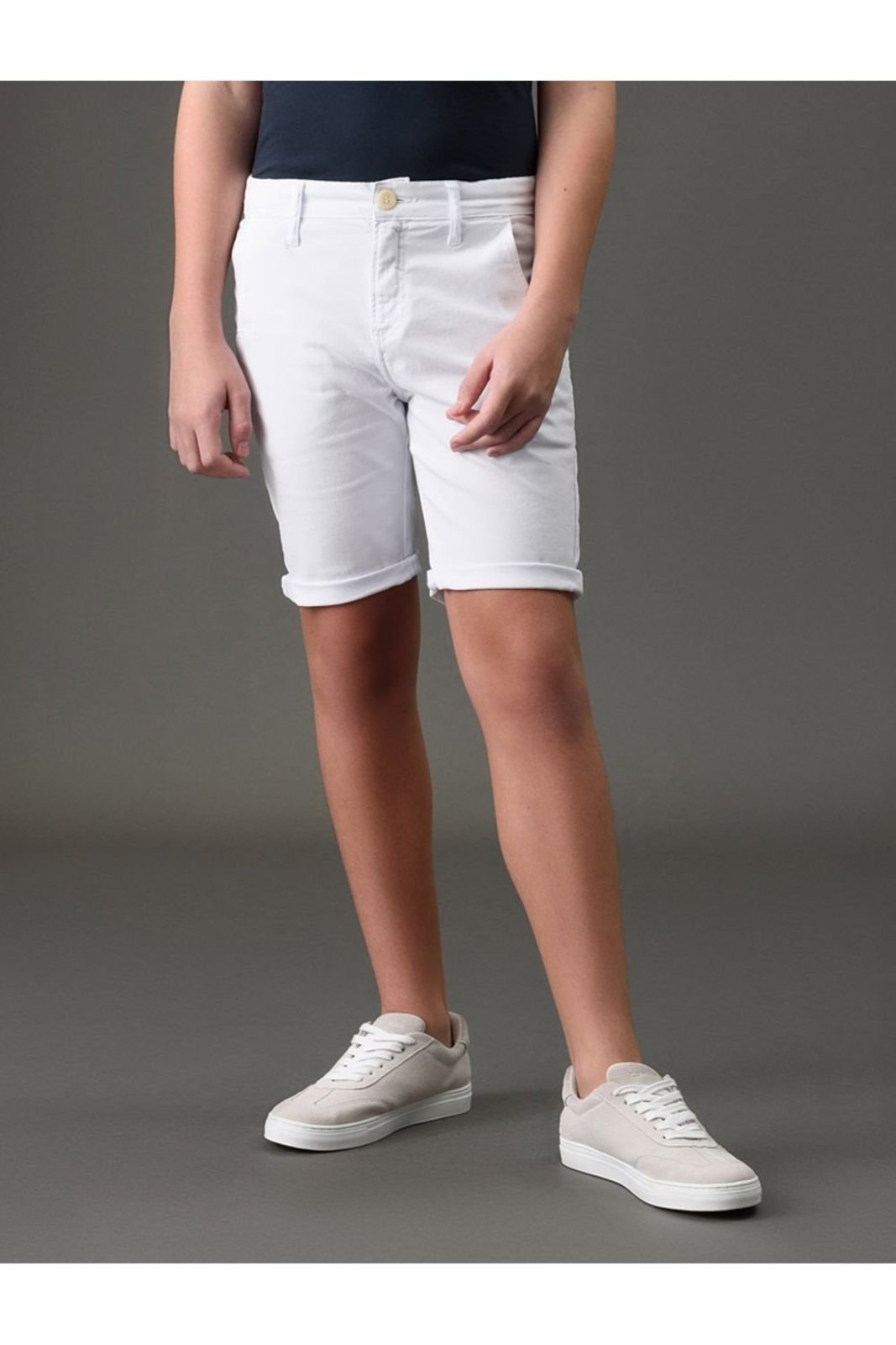 Infantil - Bermuda Color Chino Barra Virada Calvin Klein - Branco 2