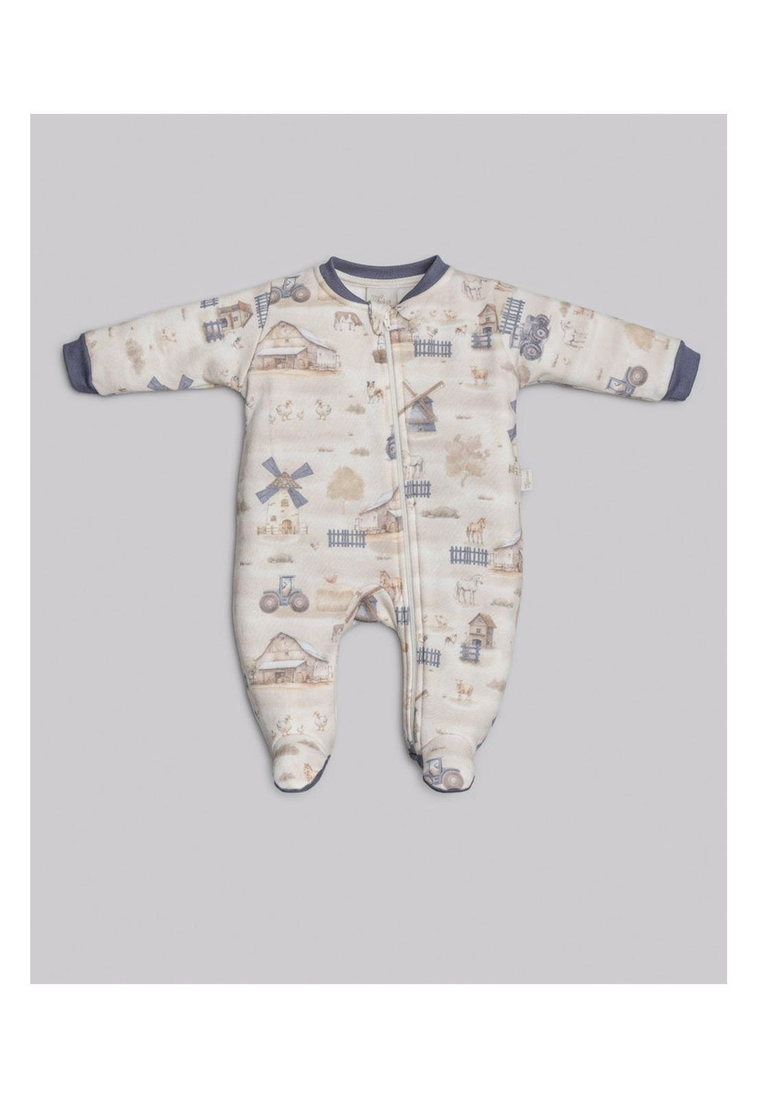 Infantil - Macacão Longo Estampado Plush Menino Anjos Baby M Unico