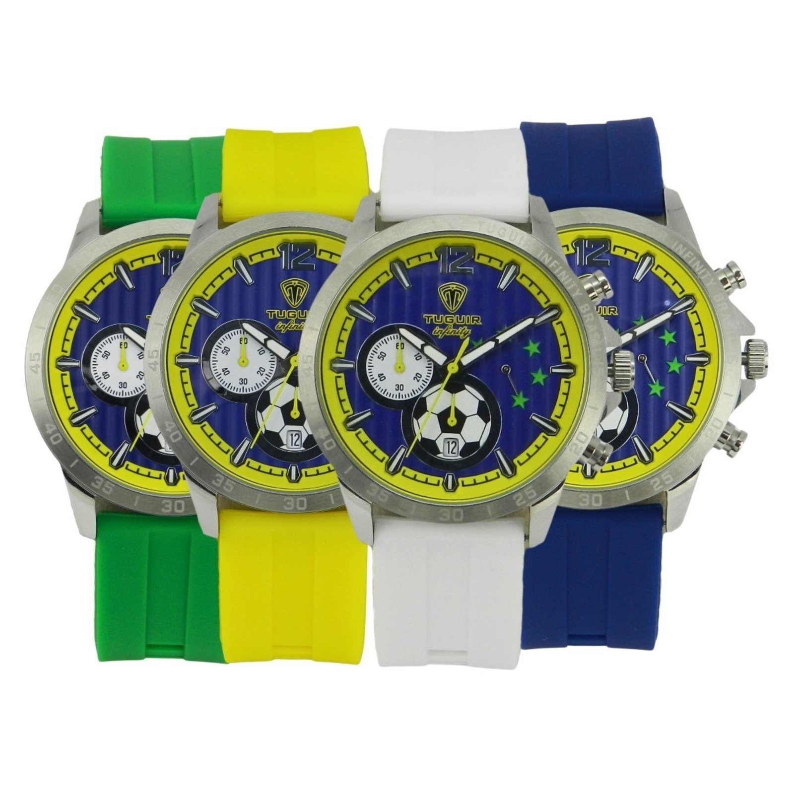 Relógio Masculino de Aço Tuguir Analógico Infinity TGI39001 Prata e Azul e Amarelo