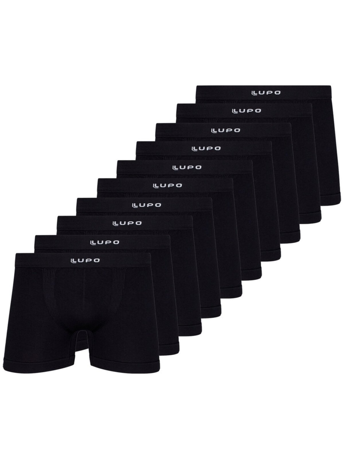 Kit com 10 Cuecas Boxer Lupo 661-001 Preto