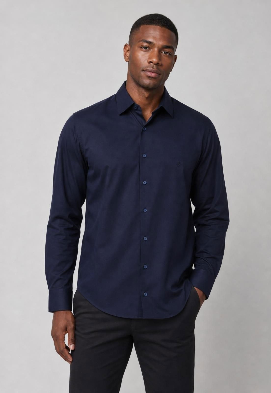 Camisa Masculina Dudalina Clássica Azul-marinho