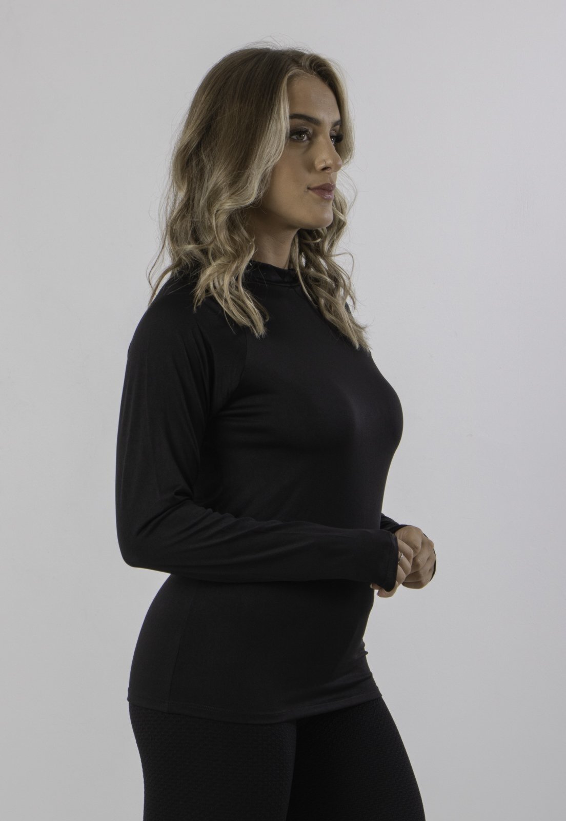 Vista 3 Camisa Térmica Rioutlet Segunda Pele Feminina Preta preto Rioutlet preto