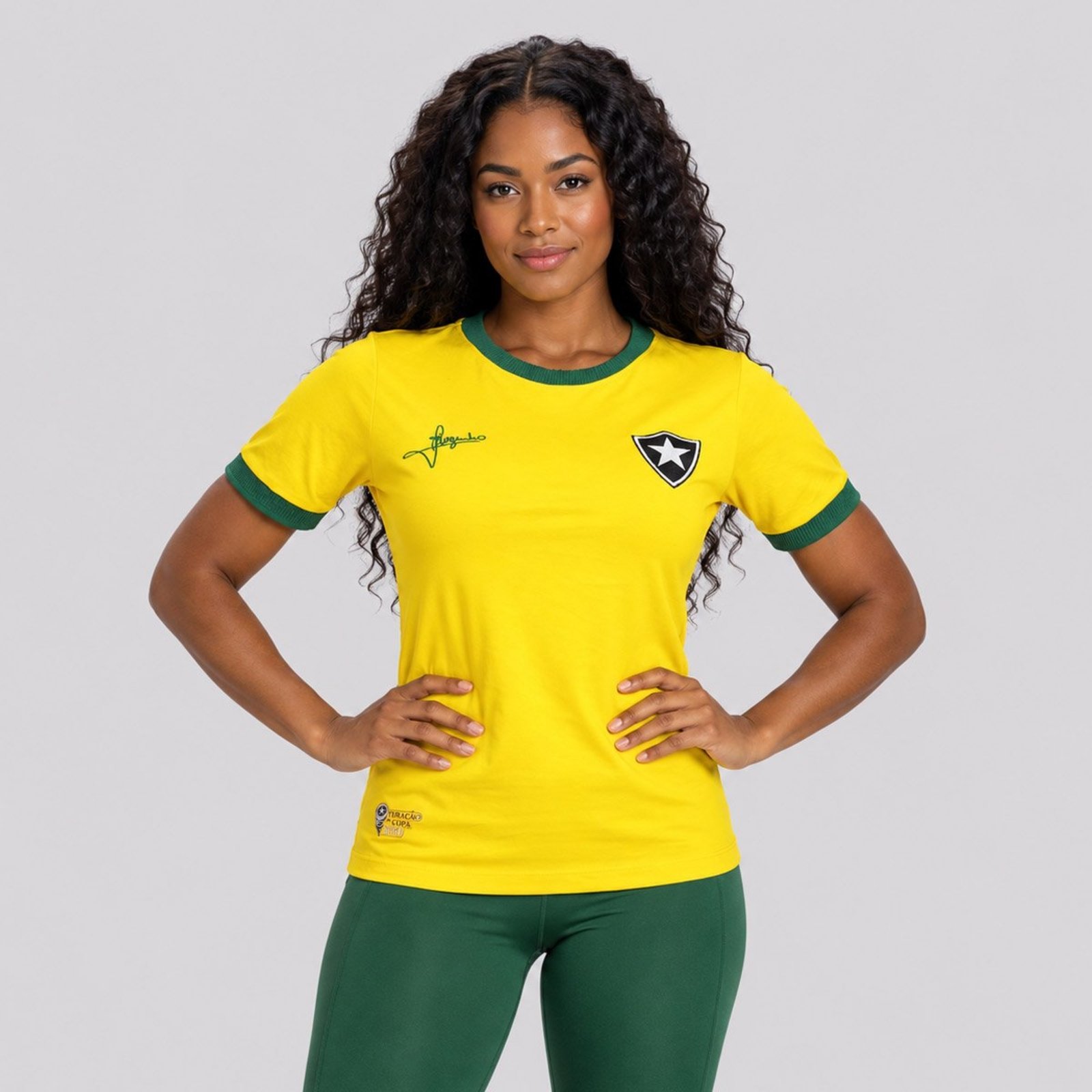 Camisa Botafogo Retrô Jairzinho Feminina Amarela