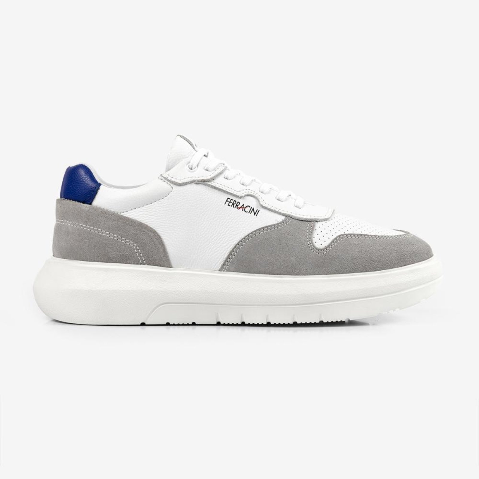 Tênis Sneaker Masculino Couro Legítimo Ferracini Energy Branco Cinza 8287-695E